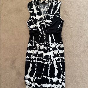 BCBG Black and White Midi Dress